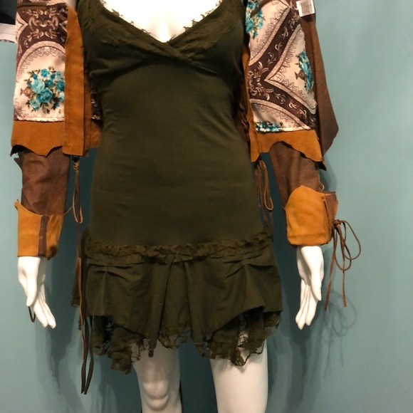 Two-Tone Brown Suede Western-Style Women's Leather Jacket - Picture 11 of 16